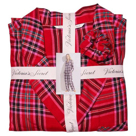 VS Flannel Pajama Set Red Plaid Pajama PJs Long Sleeve Pants Great Present NWT - Picture 7 of 12